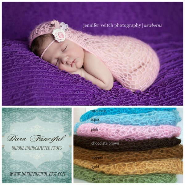 Baby Mohair Cacoon Newborn Girl Headband Set Hand Knit Photo Prop Cocoon Boy Knitted Infant Photography Wrap READY Ship Twin Pea Pod Sack