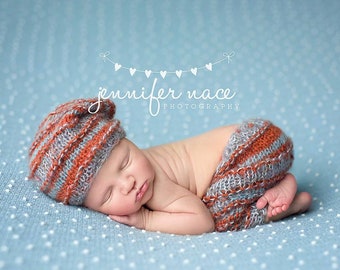 Outfit Newborn Baby Boy Photo Prop Organic Going Home Infant Photography Hand Knit Mohair Slouchy Beanie Pants Coming Gift Hat Bottom Set