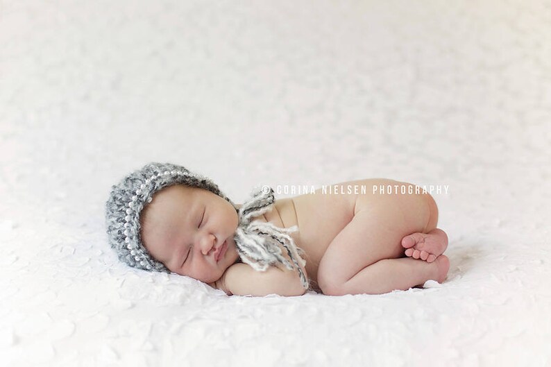 Pearls Bonnet Ready Ship Newborn Girl Photo Prop Hand Knit Hat Baby Shower Gift Coming Home Cap Knitted Infant Photography Outfit Christmas image 1