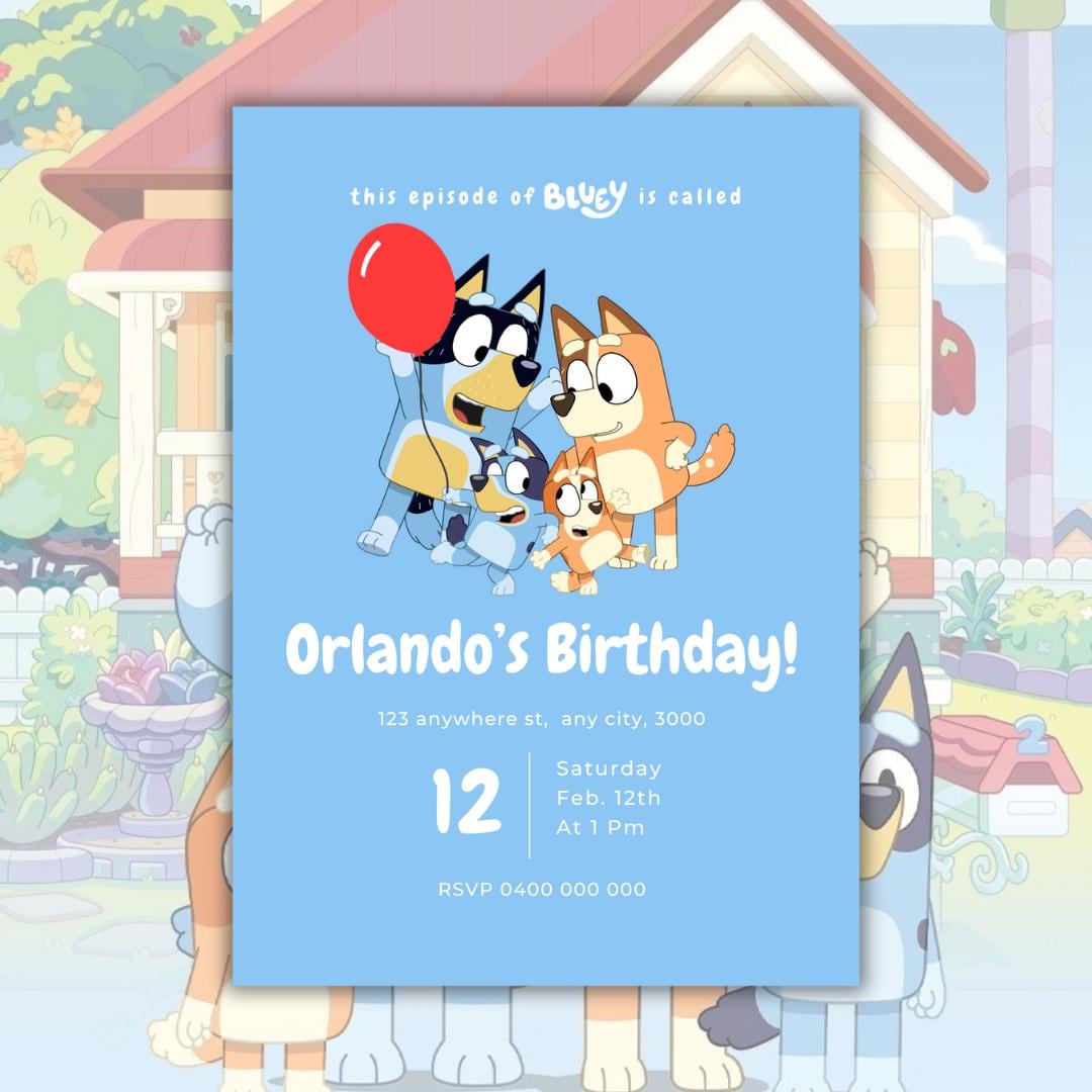 Bluey Invite – Canva Template Only