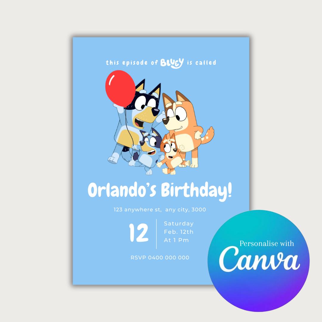 Bluey Invite – Canva Template Only