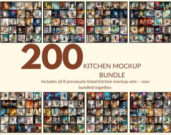 200 Kitchen Mockup Mega Bundle – Unique Minimalist Wall Art Frames – Modern Digital JPG Set for Poster Display