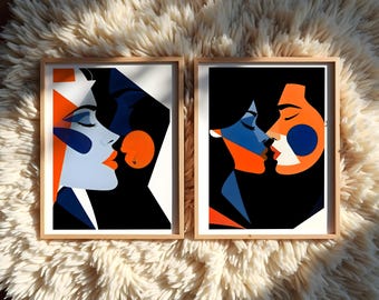 2 Piece Romantic Poster Set | Minimalist Couple Prints | Abstract Love Wall Art | Printable Home Decor | Instant Download
