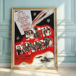 Red River Film Poster: John Wayne, Howard Hawks - Vintage Western Art
