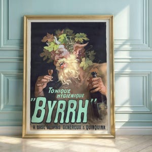 Vintage Byrrh Poster: Art Nouveau Satyr French Aperitif Advertisement