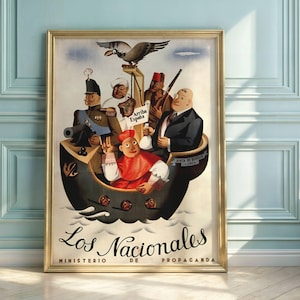 Spanish Civil War Propaganda Poster: Franco Era Caricature Art Print
