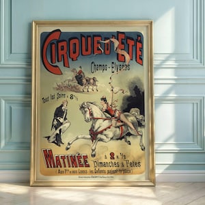 Vintage French Circus Poster: Cirque d&#39;Été Lithograph Art