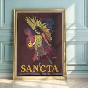 Sancta Liquor Poster by Cappiello, 1925 | Vintage French Alcohol Ad | Retro Liquor Wall Art