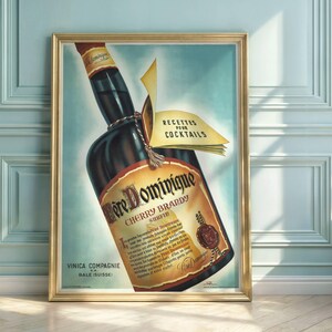 Art Deco Cherry Brandy Poster: Vintage Swiss Lithograph