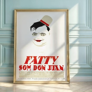 Vintage Fatty Arbuckle Movie Poster: Art Deco Silent Film Print