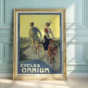 Art Nouveau Bicycle Poster: Vintage Cycles Omnium Family Print