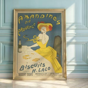 Poster mit Amandines de Provence | Cappiello Keks Kunstdruck | Französische Küche Dekor | Vintage Lebensmittel Anzeige | Jugendstil Wandbild