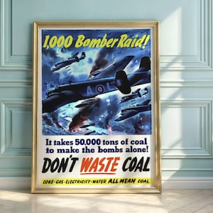 WWII Propaganda Poster: RAF Bomber Raid - Vintage War Art