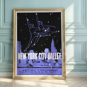 New York City Ballet Poster: Mid-Century Modern Dance Art Print