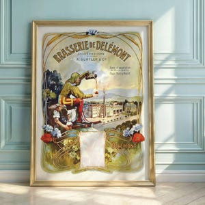 Art Nouveau Beer Poster: Vintage Swiss Brewery Ad Print