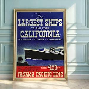 Art Deco Panama Pacific Line Print: Vintage Ocean Liner Travel Poster