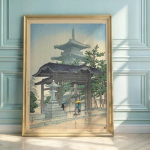Hasui Kawase Japanese Temple Print: Sanshu Zentsuji Japandi Wall Art