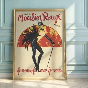 Vintage Moulin Rouge Poster: Art Deco Paris Cabaret Dancer Print