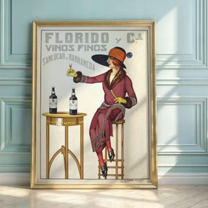 Art Deco Sherry Poster: 1920s Spanish Wine Advertisement
