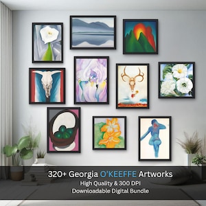 Plus de 320 oeuvres d'art imprimables de Georgia O' Keeffe, lot d'impressions téléchargeables, collection d'affiches d'art, haute qualité et 300 ppp, lot de peintures célèbres