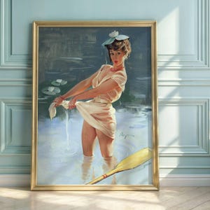 Gil Elvgren Style Pin-Up Art Poster: Vintage 1940s Mid-Century Decor