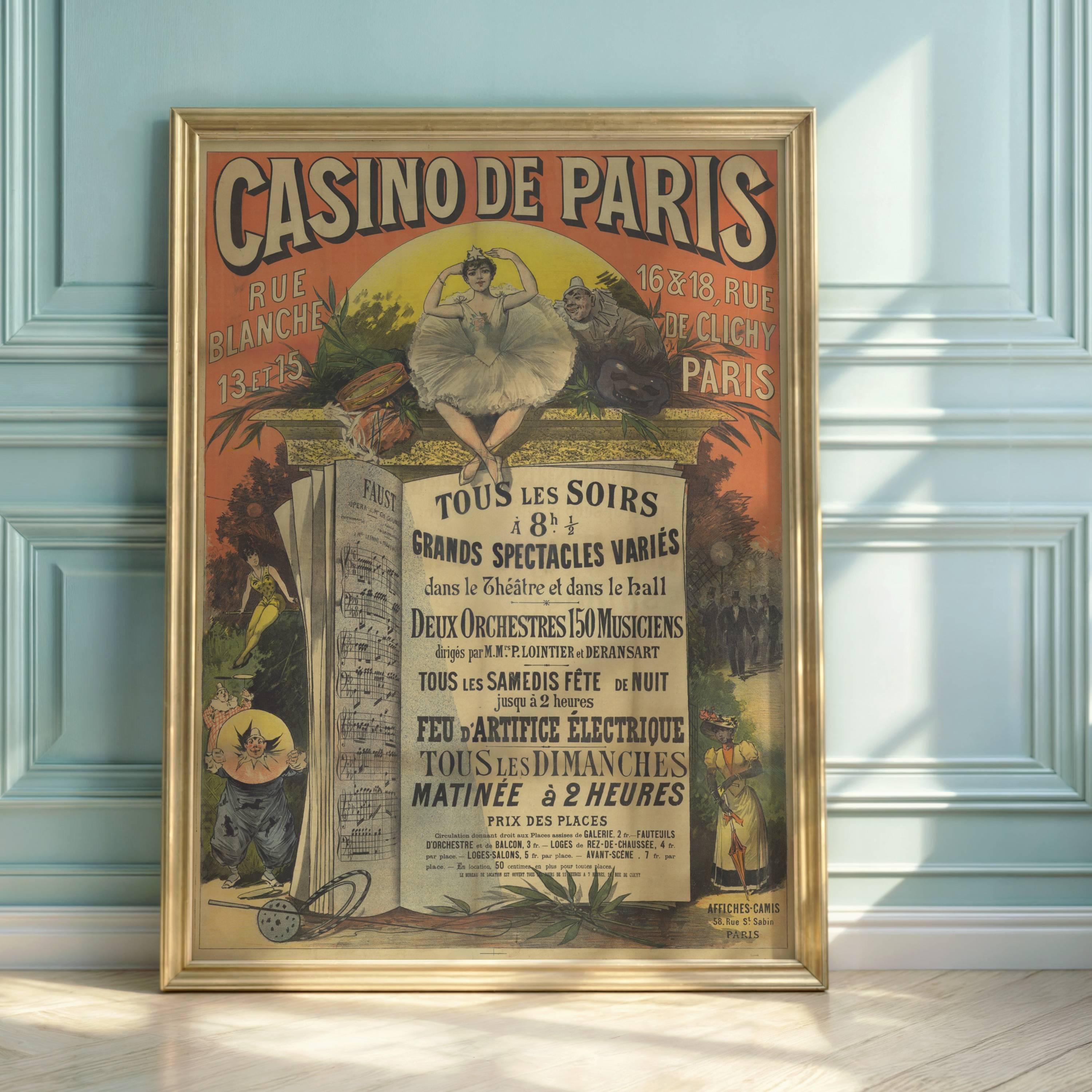 Vintage Casino De Paris Poster: Belle Epoque Ballerina Art