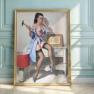 Gil Elvgren Pin-Up Art Poster: Playful Vintage Glamour