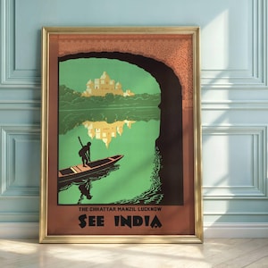 Vintage Art Deco India Travel Poster: Chhattar Manzil, Lucknow