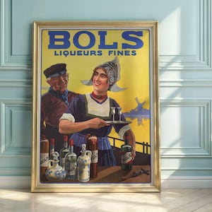 Vintage Bols Liqueur Poster | Art Deco Dutch Advertisement | Vivid Colors & Bold Design | 20th Century Spirits Decor