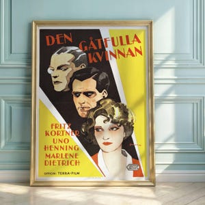 Art Deco Movie Poster: Marlene Dietrich - Den Gatfulla Kvinnan