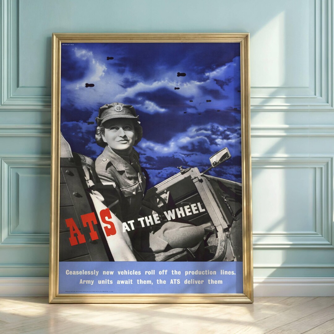 Vintage WWII Propaganda Poster | ATS at the Wheel | British Army Women ...