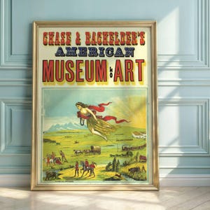 Póster litográfico del Museo Americano del siglo XIX: Arte del espíritu fronterizo