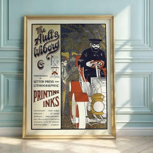 Vintage Jugendstil Poster | Die Ault & Wiborg Co. | Lithographische Druckfarben | Anfang des 20.Jahrhunderts