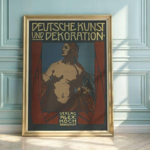 Art Nouveau Poster | German Art and Decoration | Elegant Woman | Vintage Style | Decorative Typography & Classic Design