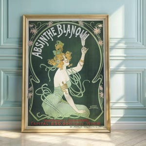 Art Nouveau Absinthe Poster: Vintage Floral Wall Art