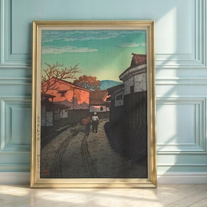 Hasui Kawase Coastal Print: Kagawa Japan, Japandi Wall Art