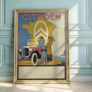 Vintage Art Deco Citroën Poster | 1920s French Auto Advertisement | Elegant & Stylish Car Design | Retro Wall Art Decor