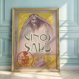 Art Nouveau Wine Poster: Vinos Sard by Gaspar Camps, 1903 Advertisement