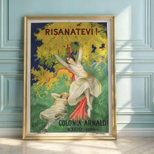 Colonia Arnaldi Poster by Cappiello | Vintage Italian Travel Ad | Retro Uscio Genoa Wall Art