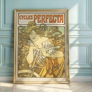 Alphonse Mucha Art Nouveau Poster: Cycles Perfecta Bicycle Ad