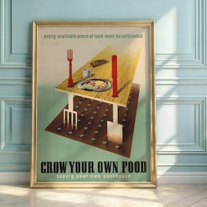 Vintage WWII Propaganda Poster: Abram Games &quot;Dig for Victory&quot; Art