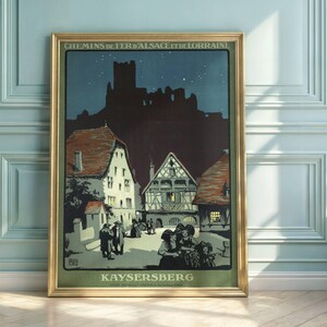 Vintage Art Nouveau Travel Poster: Alsace Lorraine Medieval Architecture
