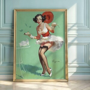 Gil Elvgren Pin-Up Art Poster: Retro Glamour Illustration