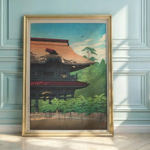 Hasui Kawase Japanese Temple Poster: Kenchoji Temple Japandi Wall Art