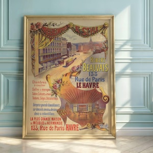 Vintage Art Nouveau Poster | Ameublements de Style | French Advertising Art | 19th Century Lithographic Print