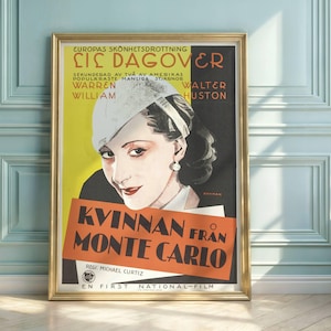 ヴィンテージ映画ポスター | モンテカルロの女 | 1930年代の魅力とアールデコスタイル | クラシック映画アート | ホームデコレーション