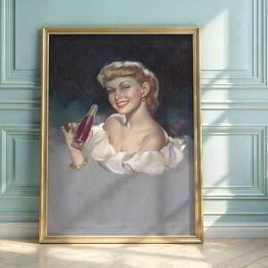 Vintage Pin-Up Art Poster | 1940s 1950s Glamour Illustration | Retro American Advertising | Mid-Century Wall Decor
