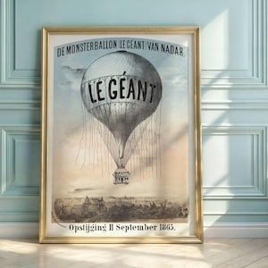 Nadar Le Géant Ballon Druck: Vintage Luftfahrt Lithographie