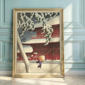 Hasui Kawase Zojoji Temple Print: Vintage Japanese Art