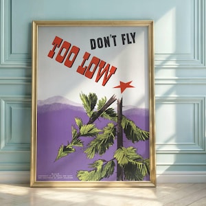 Vintage Aviation Safety Poster: Mid-Century Modern Graphic Art
